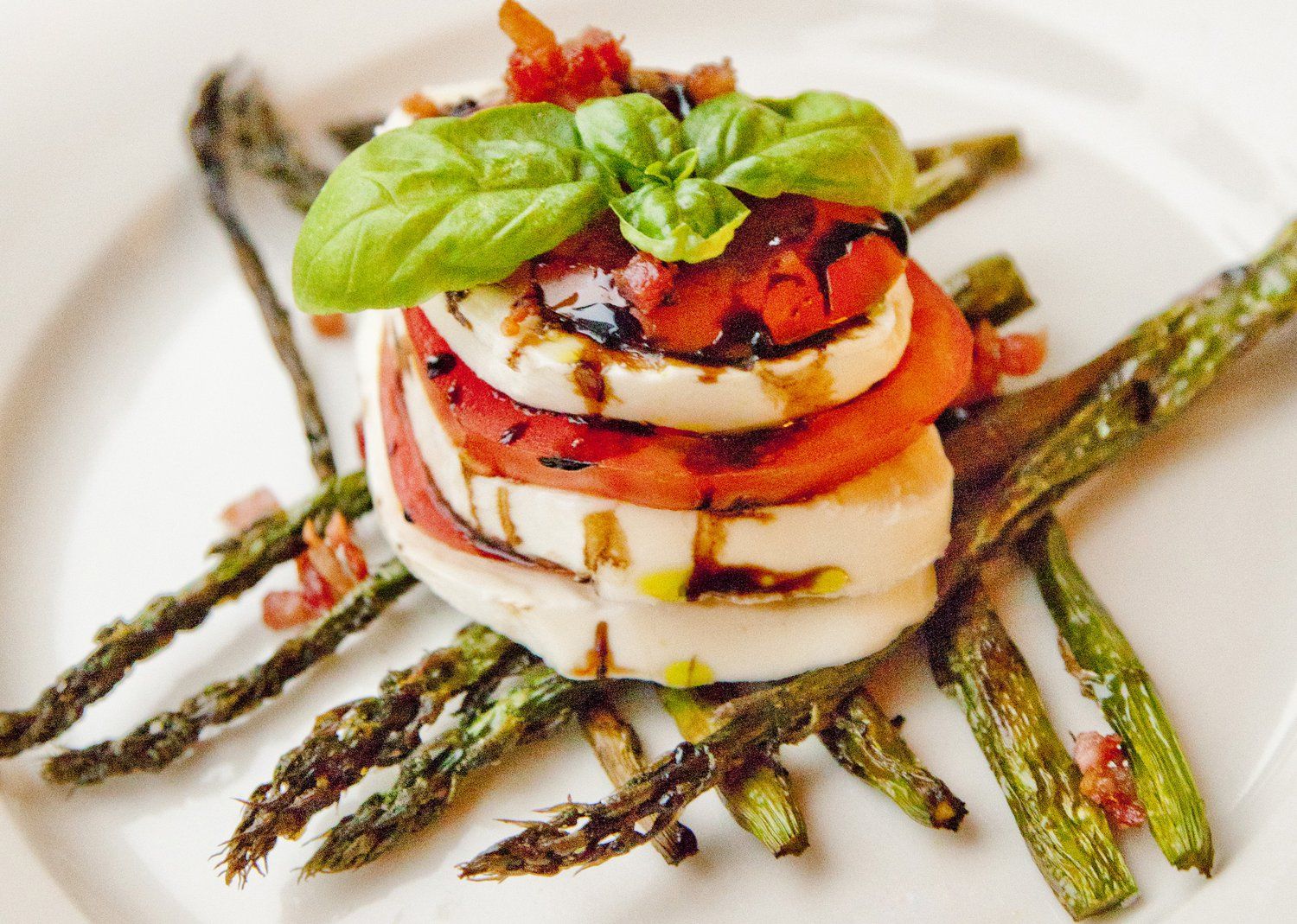 Caprese Salad with Pancetta and Asparagus