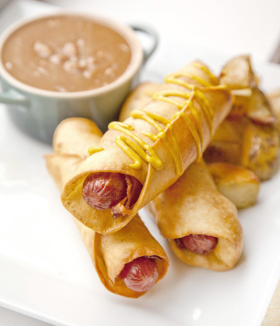 deep fried bacon wrapped hot dogs