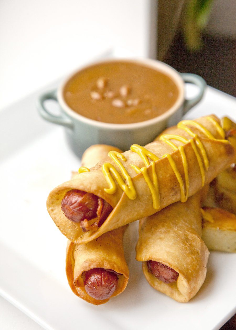 deep fried bacon wrapped hot dogs