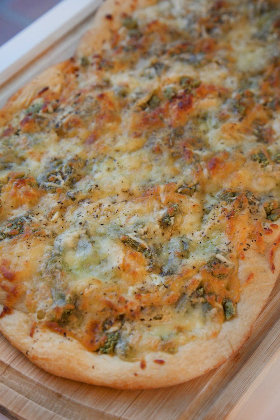 Basil Pesto Pizza with 3 Cheeses