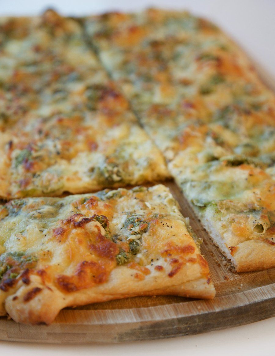 Basil Pesto Pizza with 3 Cheeses