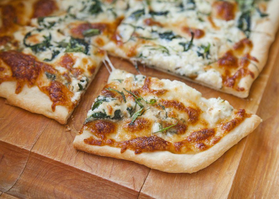 3 Cheese White Pizza with Spinach and Basil