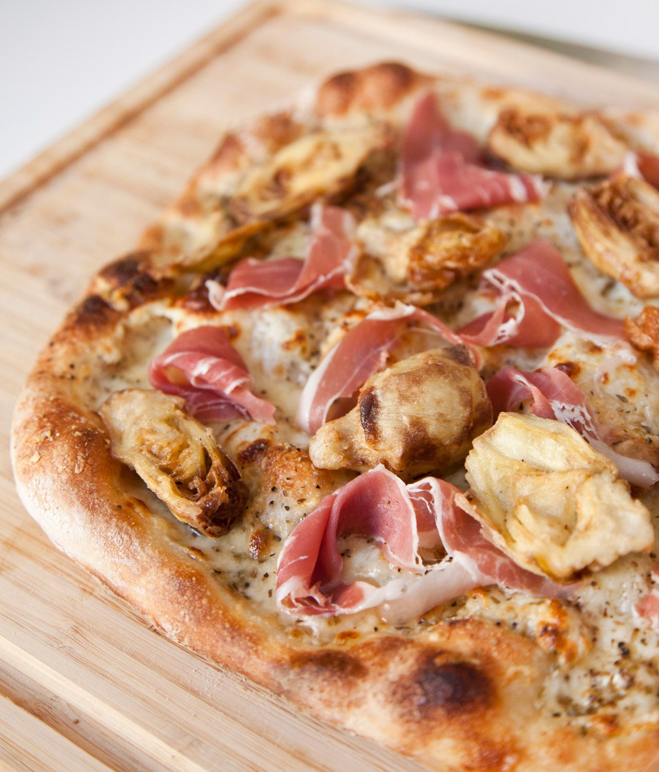 White Pizza with Prosciutto & Fried Artichokes