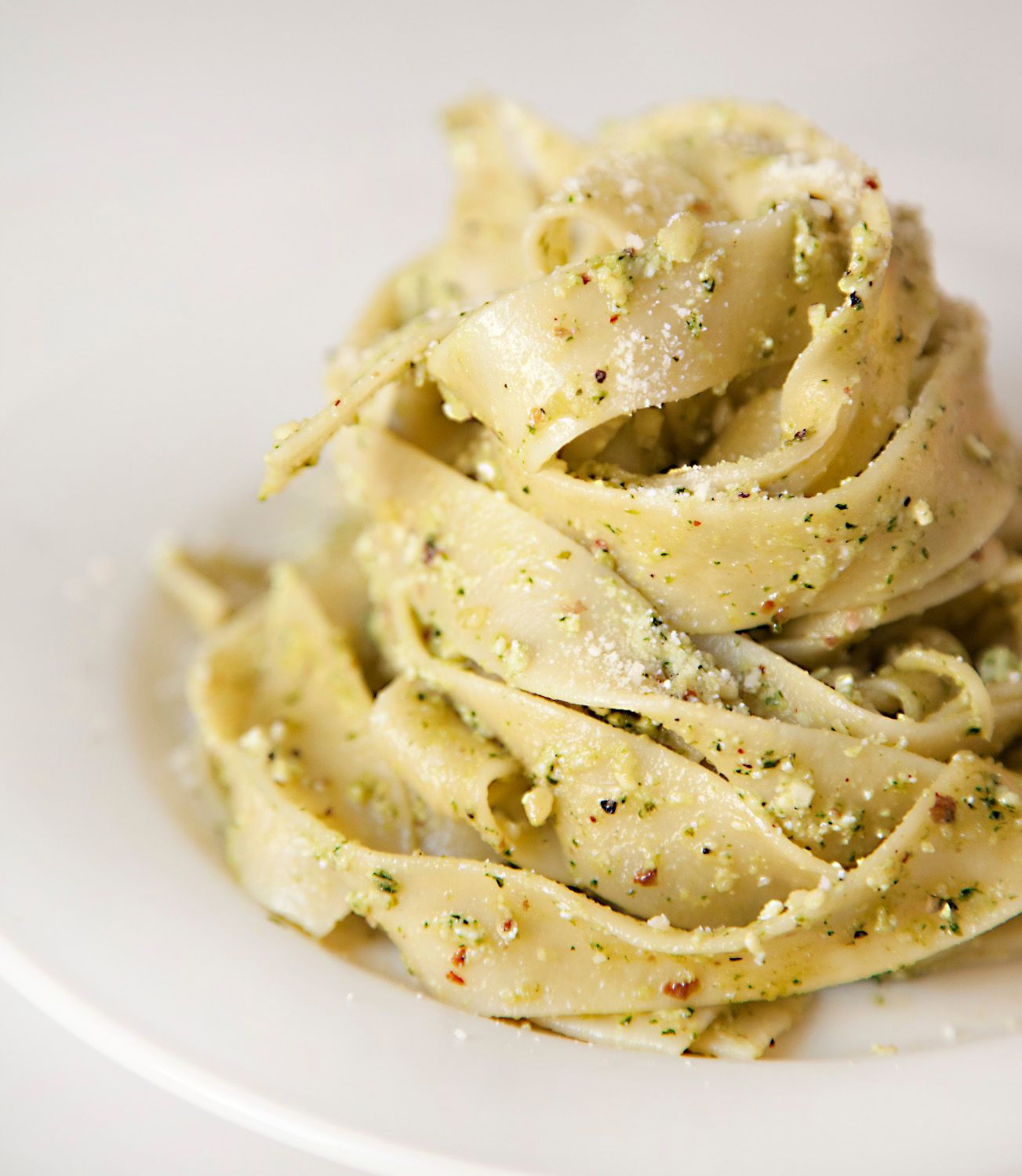 Pappardelle with Basil Pesto, Ricotta & Burrata